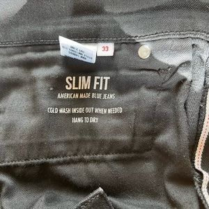 Buck Mason slim fit black denim size 33